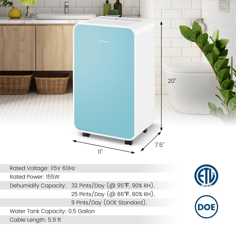 Load image into Gallery viewer, 32 Pints/Day Portable Quiet Dehumidifier for Rooms up to 2500 Sq. Ft w/ Sleep Mode, 24H Timer
