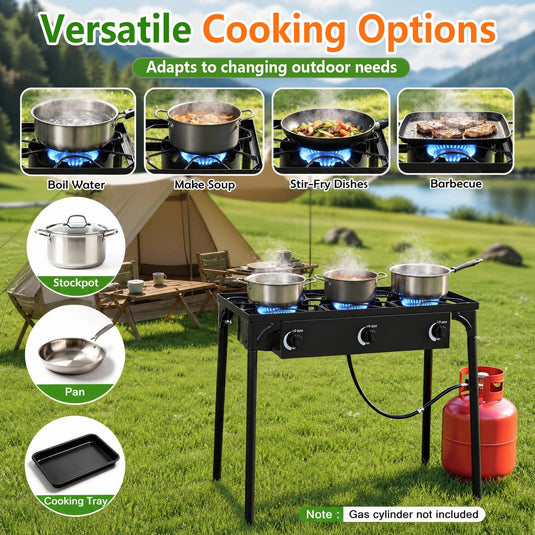 Goplus Outdoor Three Burner Gas Stove | 240,000 BTU High Pressure