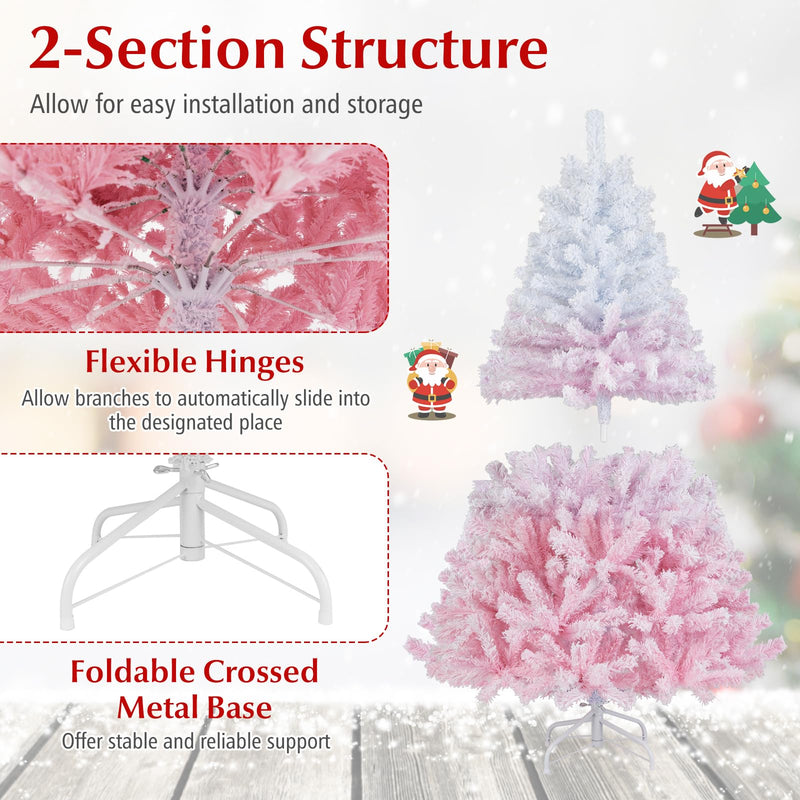 Load image into Gallery viewer, Goplus Pink Gradient &amp; White Snow Flocked Christmas Tree | Home Office Decoration
