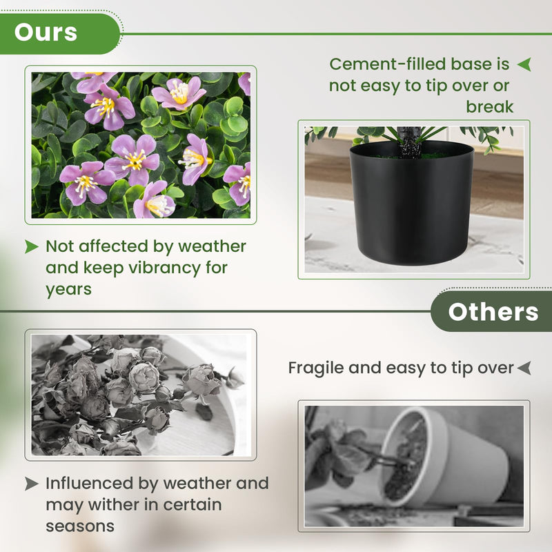 Load image into Gallery viewer, Goplus Set of 2 Faux Potted Plants Artificial Shrubs Bushes with Flowers
