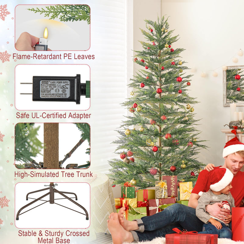 Load image into Gallery viewer, Goplus 6.5ft / 7.5ft Simulated Artificial Cypress Xmas Tree with Warm-White Fairy LED Lights
