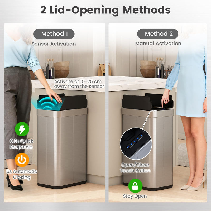 Load image into Gallery viewer, Goplus 16 Gallon Kitchen Trash Can | Slim Automatic Touchless Trash Bin for Kitchen Bedroom
