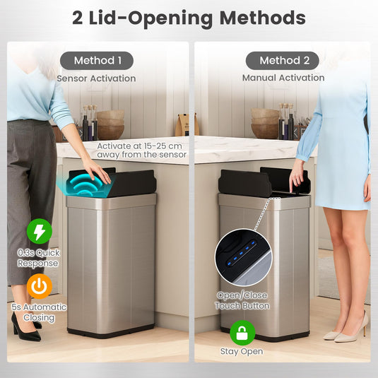 Goplus 16 Gallon Kitchen Trash Can | Slim Automatic Touchless Trash Bin for Kitchen Bedroom