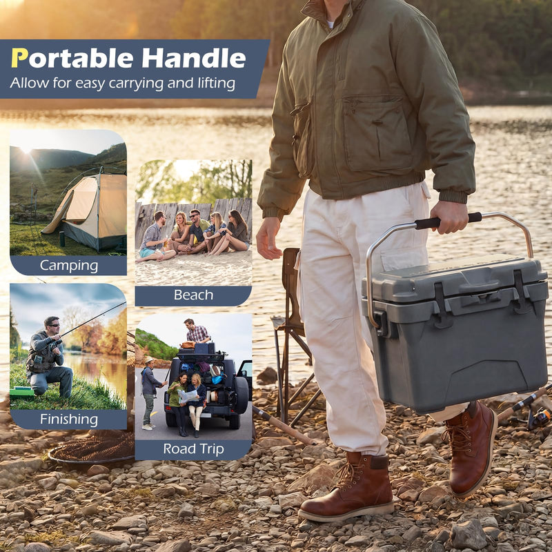 Load image into Gallery viewer, Goplus 20QT Insulated Ice Chest w/Portable Handles Cup Holders Ruler for Camping Fishing
