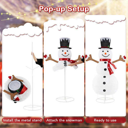 Goplus 6 FT Lighted Christmas Snowman w/ 180 Cold White LED Lights