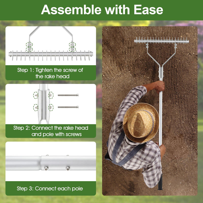 Load image into Gallery viewer, Goplus 20-Inch Thatch Rake for Cleaning Dead Grass loosening Soil
