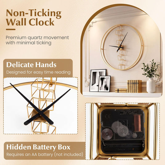 Goplus 27" Nordic Style Big Metal Wall Clock Battery-Operated Wall Decoration for Living Room