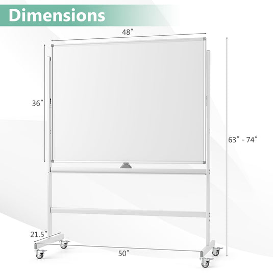Goplus 48" x 36" Double-Sided Magnetic Dry Erase Board with Flipchart