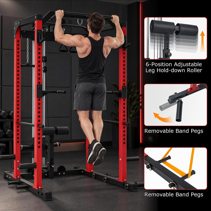 Load image into Gallery viewer, Goplus 2000LBS Power Cage with Cable Crossover System Landmine Attachment for Home Gym Garage
