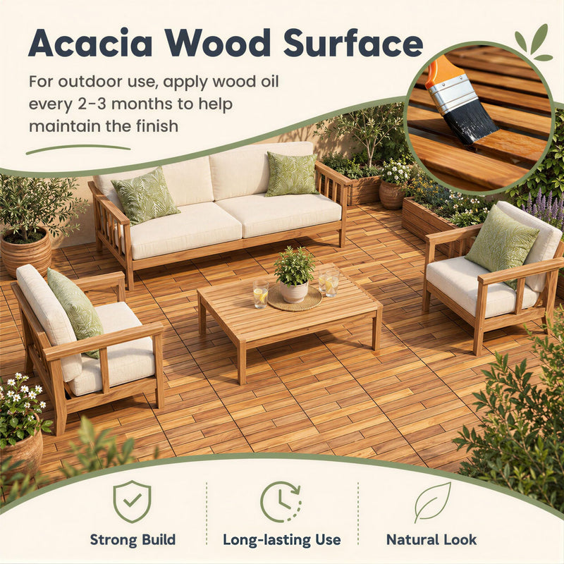 Load image into Gallery viewer, Goplus 12/24-Pack Acacia Wood Interlocking Deck Tiles (Brick) | Tool-Free Assembly
