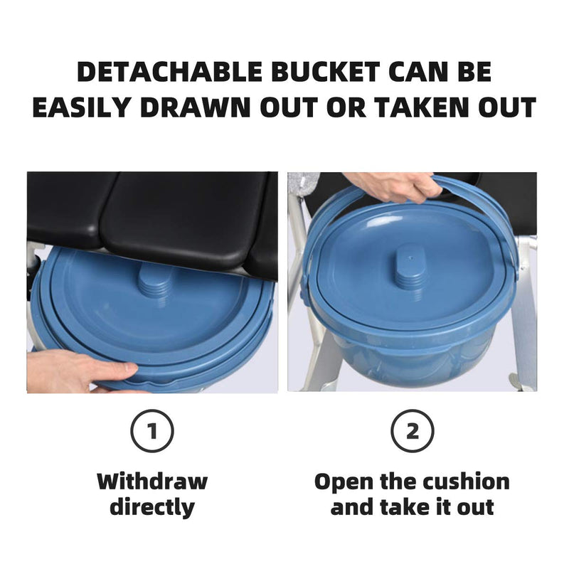 Load image into Gallery viewer, Goplus 4 in 1 Shower Commode Wheelchair, 330lbs Bedside Commode Chair for Toilet with Arms
