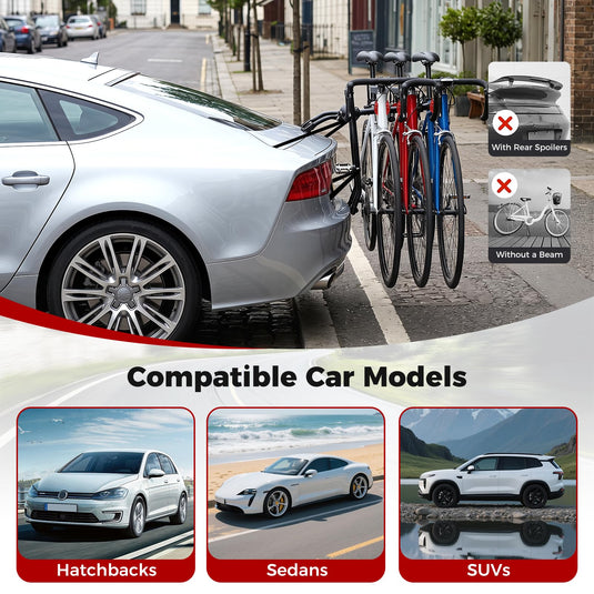 Goplus 3-Bike Trunk Mount Bike Rack Foldable Carbon Steel Bicycle Carrier