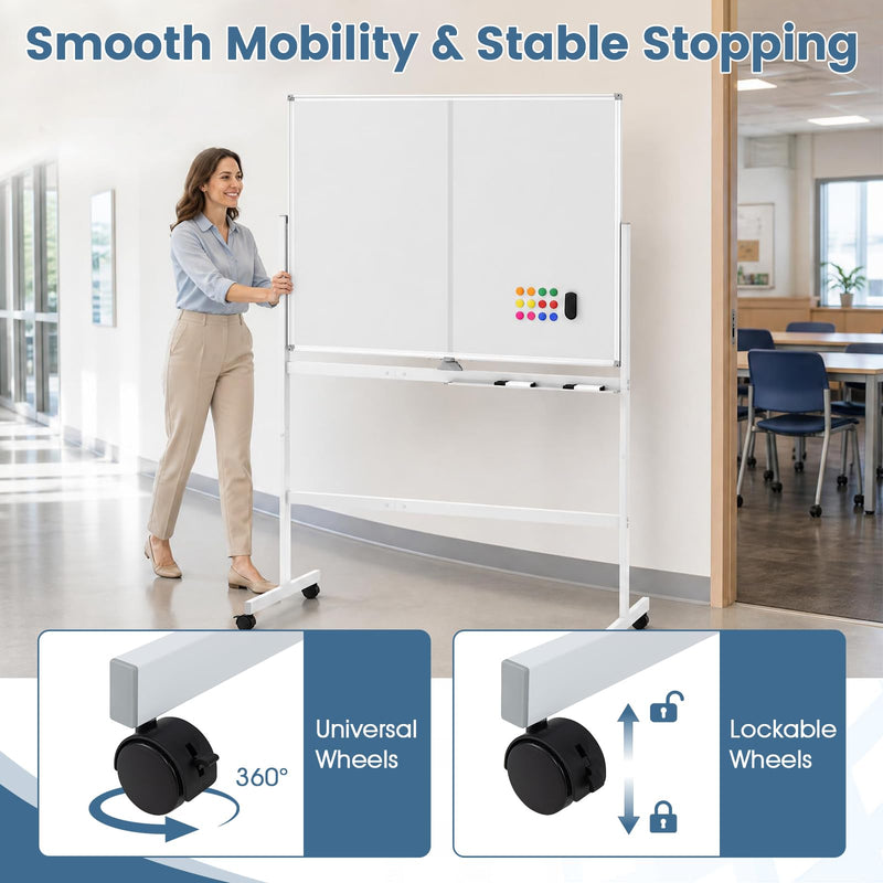 Load image into Gallery viewer, Goplus 48” x 36” Mobile White Board with Lockable Universal Wheels
