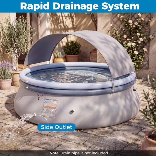 Goplus Inflatable Pool with Canopy Large Round Above Ground Swimming Pool