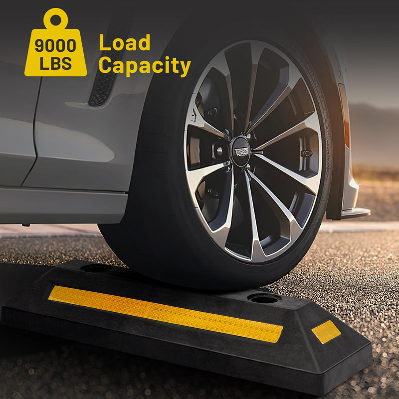 Load image into Gallery viewer, Goplus Parking Block, 2 Pack 21.5&quot; Rubber Parking Bumpers with Three-Way Reflective Stripes

