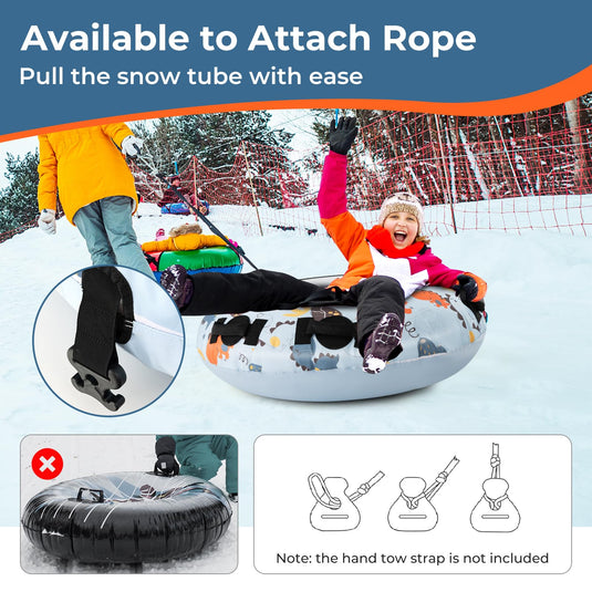 Goplus Snow Tube, 52" Inflatable Snow Sled w/Premium Polyester Oxford Cover