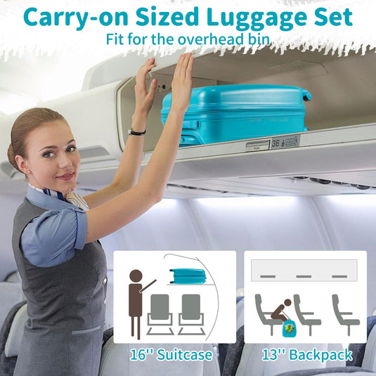 2 PCS Kid Luggage Set With Spinner Wheels for Children Boys Girls-Blue