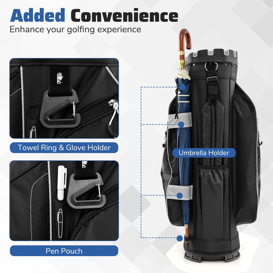 Goplus Lightweight Molded Lock Top Golf Club Bag w/14-Way Full Length Organizer Dividers
