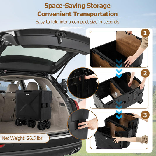 Goplus Portable Rolling Trolley Collapsible Cart for Grocery Shopping Camping & Travel