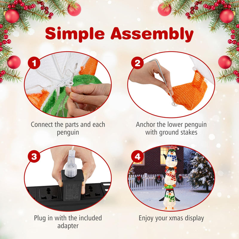 Load image into Gallery viewer, Lighted Penguins Decoration with Warm White Lights and Cute Hats
