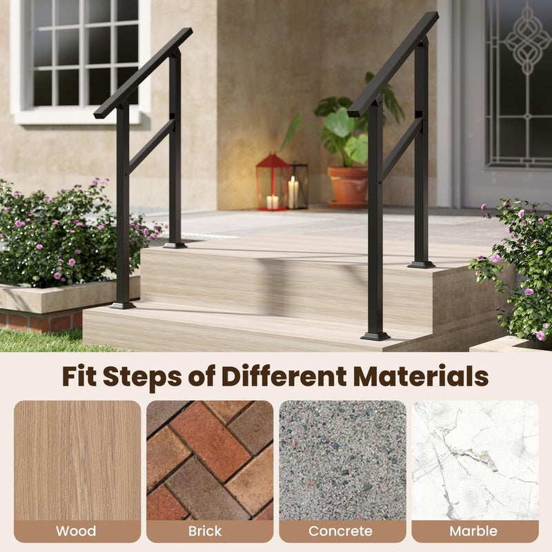 Load image into Gallery viewer, Goplus Metal Hand Rail Fits 0-2 Steps with Flexible Angle Adjustment
