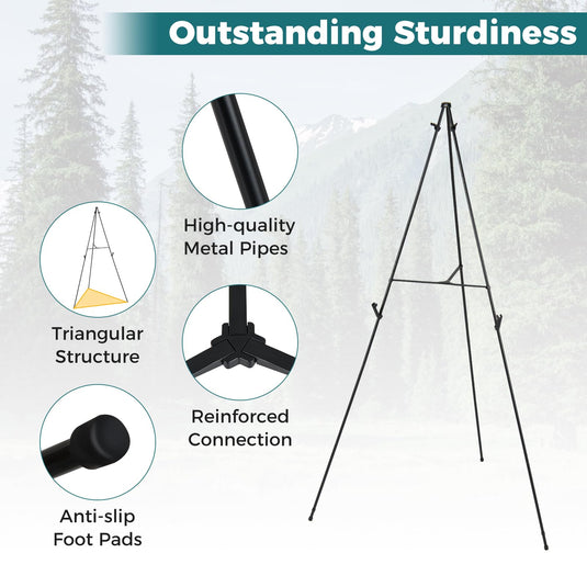 Goplus 65" Metal Easel Stand Set w/Movable Card Slots & Anti-Slip Foot Pads (6-Pack)