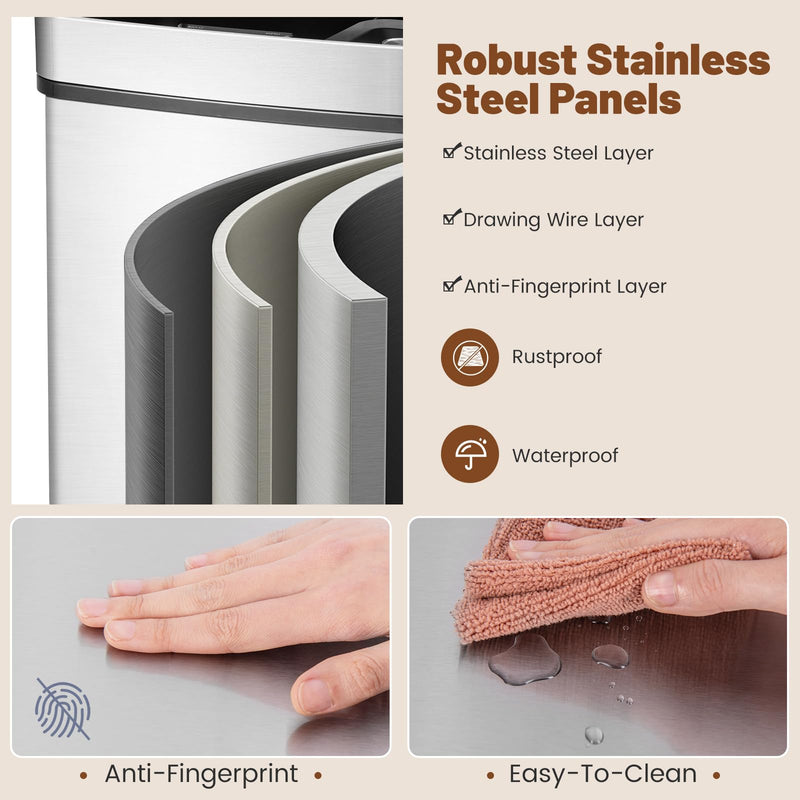 Load image into Gallery viewer, Goplus 19 Gal Stainless Steel Trash Can, 72 L Volume in 4 Containers, Motion Sensor Trash Bin
