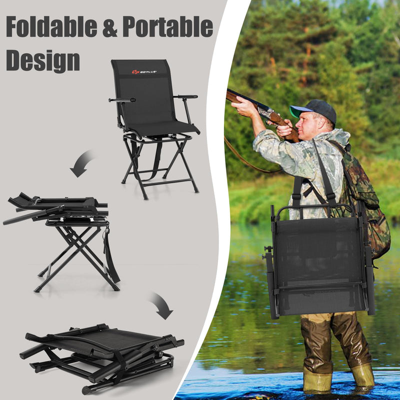 Load image into Gallery viewer, Goplus Hunting Chair, 360-Degree Swivel Hunting Blind Chair with Carrying Strap
