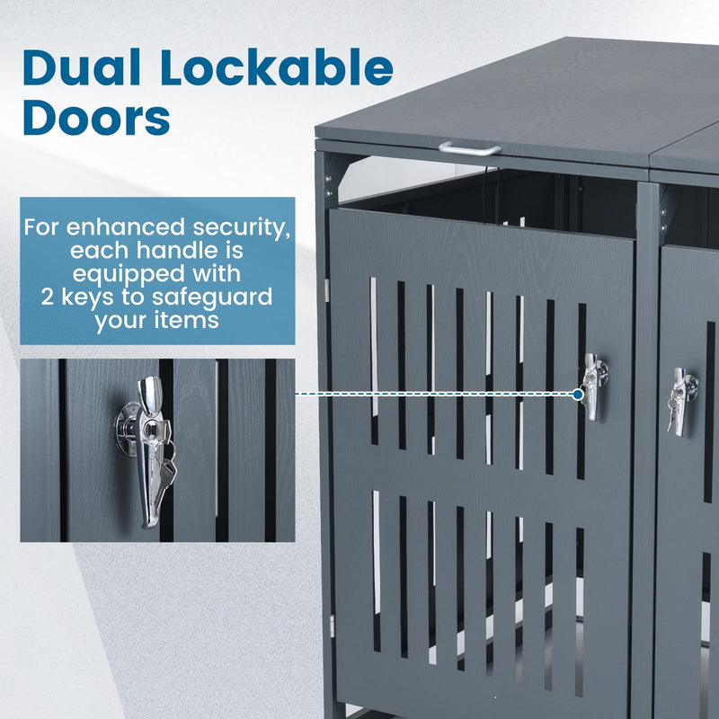 Load image into Gallery viewer, Goplus 44 Cu.Ft Outdoor Trash Can Storage Shed for 2 Bins with Gas Struts
