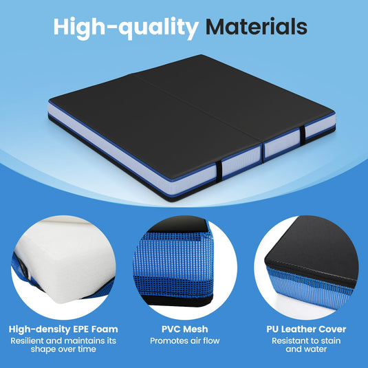 Goplus 4ft x 4ft x 4in Thickened Bi-Fold Fitness Mat with Carrying Handles & PU Leather Cover