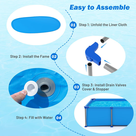 Goplus 8.5' x 6' x 26" Rectangle Metal Frame Pool Set Above Ground Swimming Pool