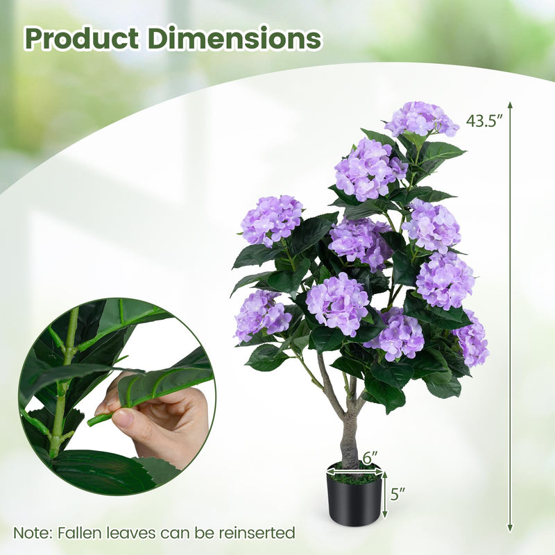Load image into Gallery viewer, Goplus 2 Pack Artificial Hydrangea Tree w/11 Flowers &amp; Realistic Trunk in Plastic Nursery Pot
