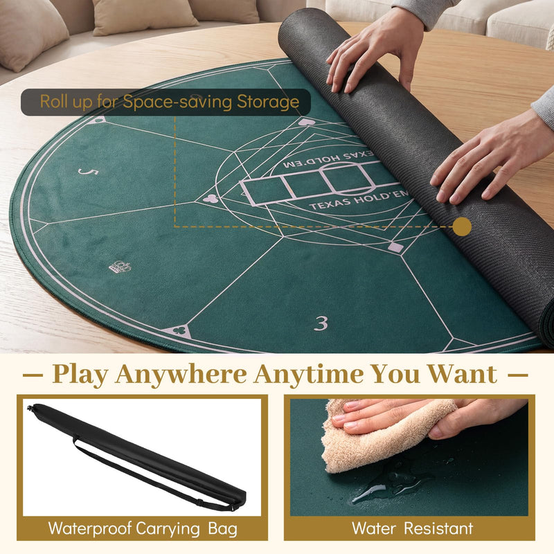 Load image into Gallery viewer, Goplus Round 40"/47"/55" Poker Mat | 8-Player Poker Table Top
