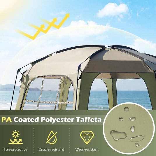 Goplus 12.5 FT X 11.7 FT Mesh Screen Tent with Zippered Door & Carrying Bag
