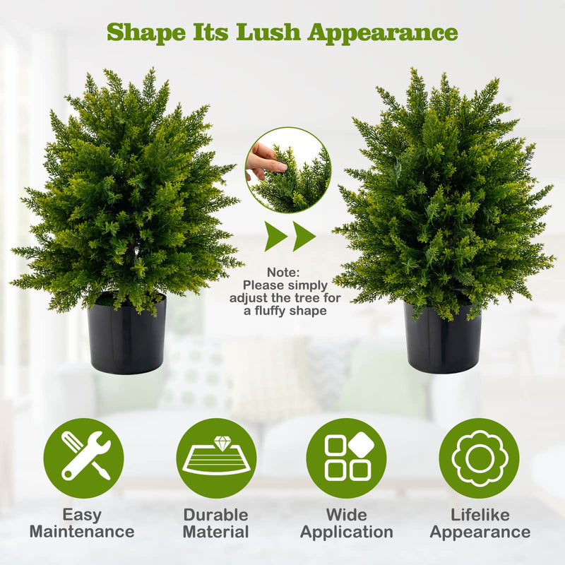 Load image into Gallery viewer, Goplus 21.5&quot; Artificial Tree, Set of 2 Faux Potted Plants Artificial Shrubs Bushes
