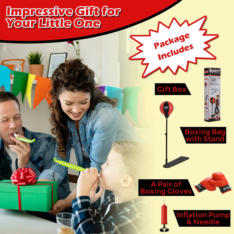Load image into Gallery viewer, Goplus Height Adjustable Punching Bag Stand with Boxing Gloves for Teens Children
