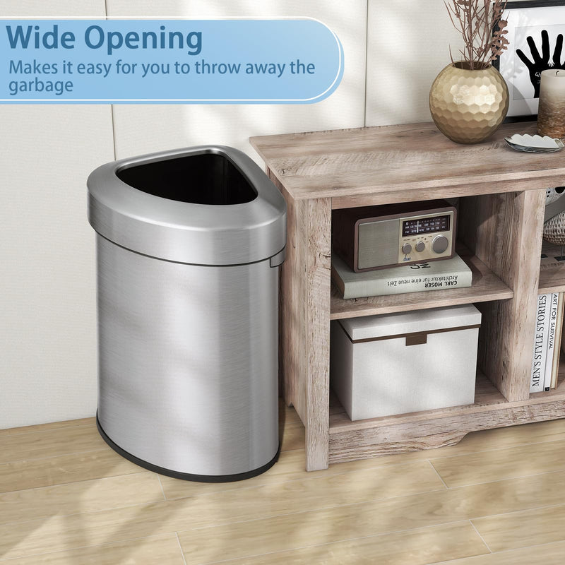 Load image into Gallery viewer, Goplus 16 Gallon/60L Stainless Steel Corner Trash Can, Triangular Rubbish Trash Bin with Lid
