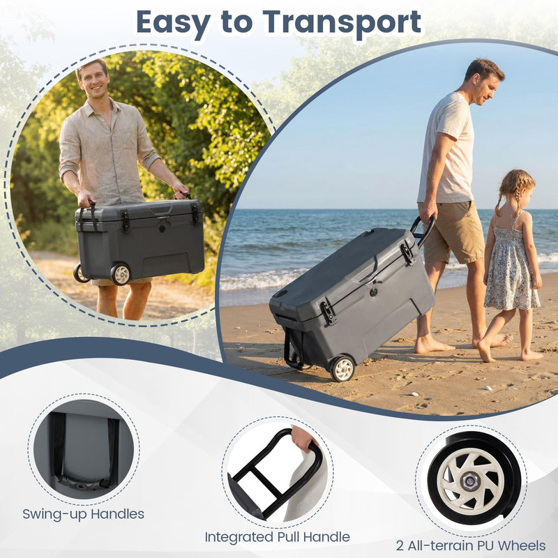 Load image into Gallery viewer, Goplus 52QT Insulated Rolling Cooler w/6-Day Ice Retention Pull Handle Wheels
