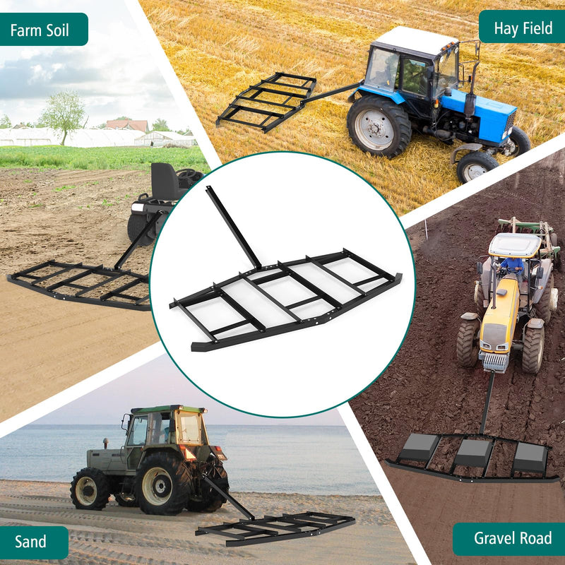Load image into Gallery viewer, Goplus 84" Wide Driveway Drag Tow Behind Landscape Leveling Rake w/Reinforced Bars
