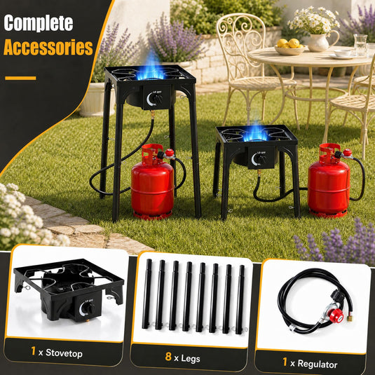 Goplus Outdoor Single Burner Gas Stove | 80,000 BTU High Pressure for Cooking BBQ Frying