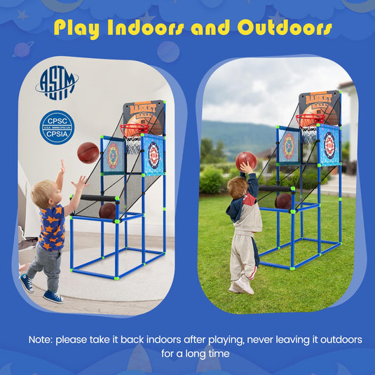 Goplus 2 in 1 Indoor Outdoor Basketball Game Set w/Electronic Scoreboard & Sound Effect