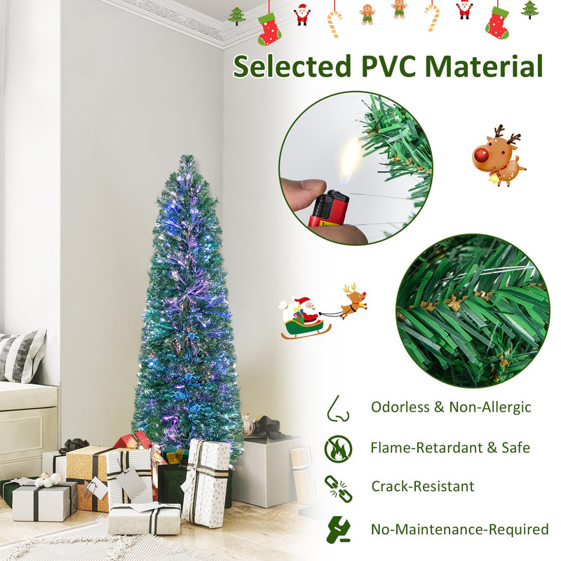 Load image into Gallery viewer, Goplus 5ft Fiber Optic Pencil Christmas Tree Xmas Full Tree for Home Office Holiday Decor

