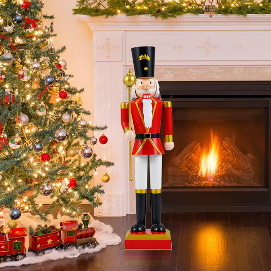 Goplus 32.5 Inch Christmas Nutcracker with High Hat and Beautiful Scepter