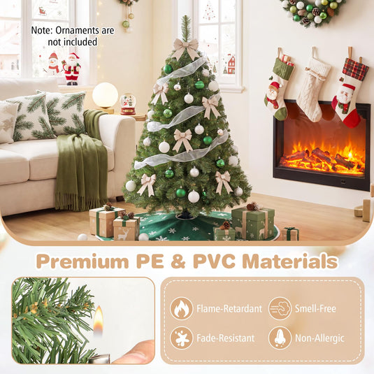 Goplus 4FT Christmas Tree | Hinged Spruce Fir Tabletop Small Xmas Tree