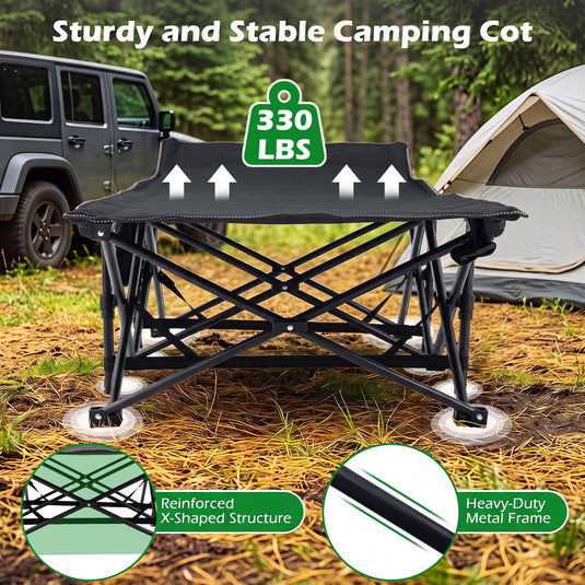 Goplus Camping Cot for Adults with Soft Padded Mat | Heavy-Duty Folding Portable Oxford Sleeping Bed