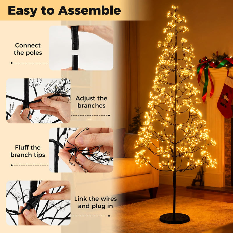 Load image into Gallery viewer, Goplus 5/6/7 FT LED Alpine Tree with 1000 Warm White LED Lights, Pre-lit Artificial Cedar with Weighted Base
