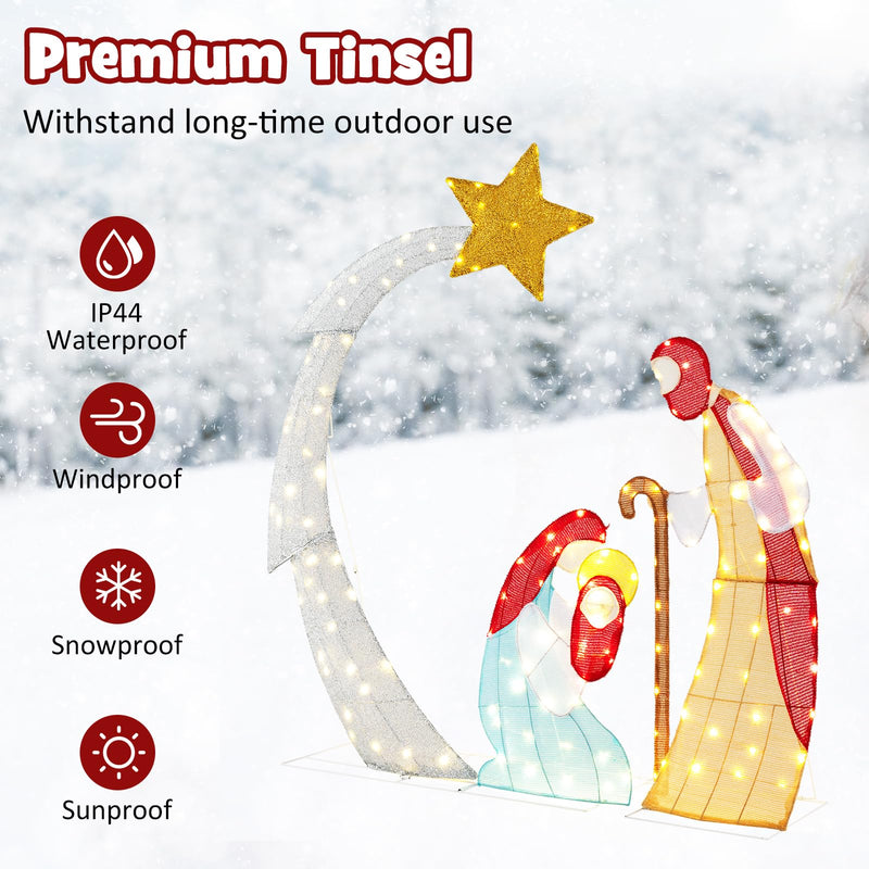 Load image into Gallery viewer, Goplus 5 FT Christmas Nativity Set, Pre-Lit Nativity Scene w/ 140 Warm White LED Lights
