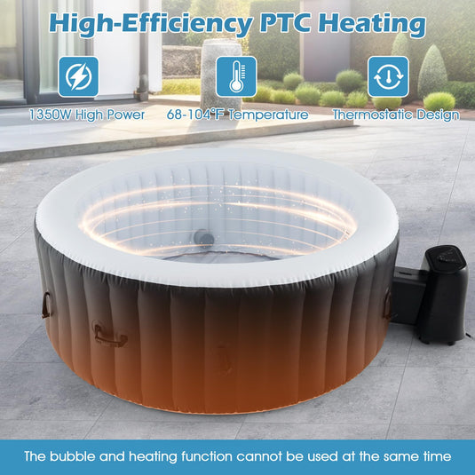 Goplus Inflatable Hot Tub SPA Person Portable Pool Hottub with 130 Air Jets