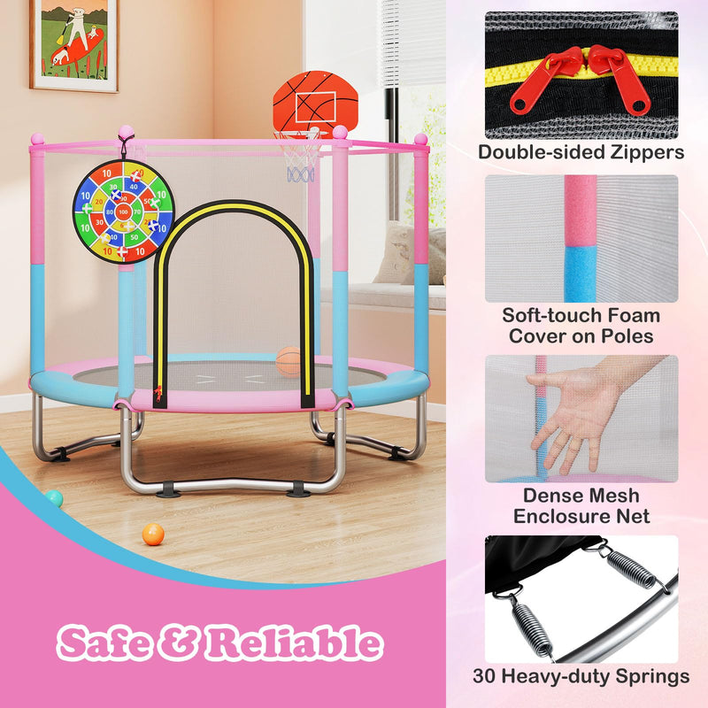 Load image into Gallery viewer, Goplus 60&quot; Toddler Recreational Trampoline with Basketball Hoop for 3-6 Years Old Kids
