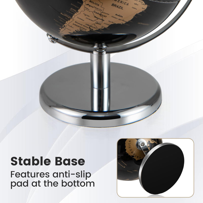 Load image into Gallery viewer, Goplus 8-Inch Metallic Black World Globe Educational Learning Toy
